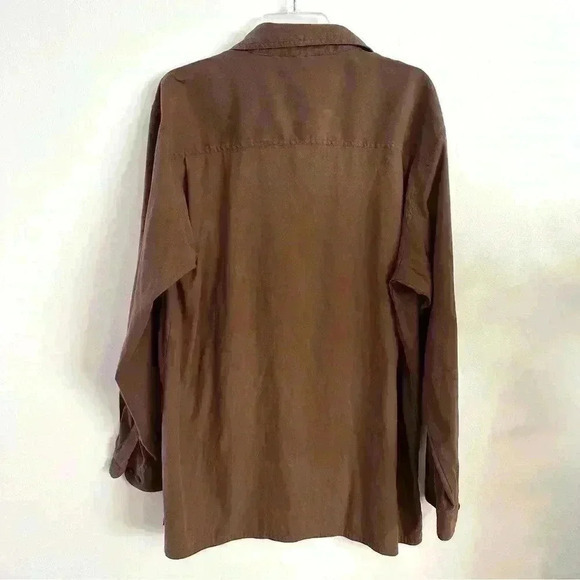 Weatherproof Button Up Shirt Flip Cuff Long Sleeve Mens Size Large Brown - Picture 8 of 11